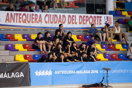 Vista de la grada. Partido Japón - España. Categoría masculina. Campeonato del Mundo Universitario de Balonmano. Antequera. Julio de 2016