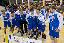 Universidad de Duisburg-Essen segundo clasificado en la categoría masculina. Ceremonia de clausura del Campeonato Europeo Universitario de Balonmano. Antequera. Julio de 2017