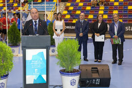 Intervención de Manuel Jesús Barón. Ceremonia de apertura del Campeonato del Mundo Universitario de Balonmano. Antequera. Junio de 2016
