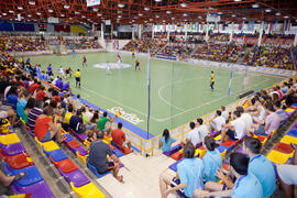 Partido España contra Eslovaquia. 14º Campeonato del Mundo Universitario de Fútbol Sala 2014 (FUTSAL). Antequera. Julio de 2014