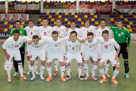 Jugadores de Bielorrusia. Partido Rusia contra Bielorrusia. 14º Campeonato del Mundo Universitario de Fútbol Sala 2014 (FUTSAL). Antequera. Julio de 2014