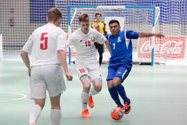 Partido Bielorrusia contra Azerbaiyán. 14º Campeonato del Mundo Universitario de Fútbol Sala 2014 (FUTSAL). Antequera. Julio de 2014