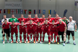 Jugadores de Bielorrusia. Partido Omán contra Bielorrusia. 14º Campeonato del Mundo Universitario de Fútbol Sala 2014 (FUTSAL). Antequera. Julio de 2014