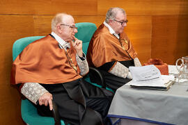 Alfonso García Cerezo y Aníbal Ollero Baturone en su investidura como Doctor "Honoris Causa" por la Universidad de Málaga. Edificio del Rectorado. Mayo de 2025