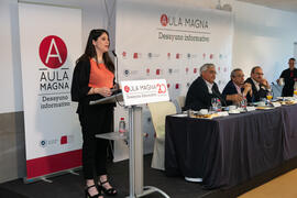 Intervención de María Teresa Fernández. Desayuno Informativo de Aula Magna con motivo de su XX Aniversario. Consejo de Estudios Sociales y Comercio de la Universidad de Málaga. Mayo de 2018