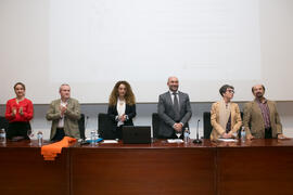 Mesa presidencial en la graduación de Alumnos de Másters de la Facultad de Ciencias Económicas y Empresariales de la Universidad de Málaga. Paraninfo. Mayo de 2017