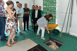 Colocación de la primera piedra del huerto urbano y el parque frutal de la Universidad de Málaga. Campus de Teatinos. Julio de 2019
