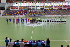 Jugadores de Alemania y Ucrania. Partido Alemania contra Ucrania. 14º Campeonato del Mundo Universitario de Fútbol Sala 2014 (FUTSAL). Antequera. Julio de 2014