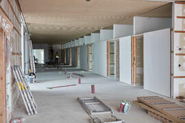 Obras en el interior del nuevo Pabellón de Gobierno. Campus de Teatinos. Abril de 2021