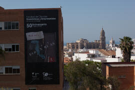 Cartel del 50 Aniversario de la Facultad de Económicas. Facultad de Ciencias Económicas y Empresariales, Campus de El Ejido. Mayo de 2015