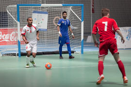 Partido Omán contra Bielorrusia. 14º Campeonato del Mundo Universitario de Fútbol Sala 2014 (FUTSAL). Antequera. Julio de 2014