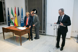 Miguel Porras. Toma de Posesión de Personal de Administración y Servicios de la Universidad de Málaga. Edificio del Rectorado. Febrero de 2019