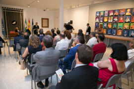 Intervención de Álex Mejía. Presentación del Centro Internacional de Autoridades y Líderes en la Universidad de Málaga. Edificio del Rectorado. Julio de 2018