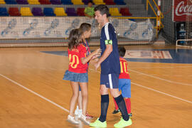 Finalización del partido clasificatorio entre Club Deportivo UMA Antequera y Universidad de Géneve de Suiza. IX Campeonato de Europa Universitario de Fútbol Sala. Antequera. Julio de 2013