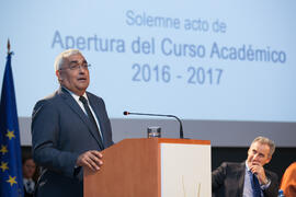 Antonio Ramírez de Arellano en la Apertura del Curso Académico 2016/2017 de la Universidad de Málaga. Salón de actos de la Escuela de Ingenierías Industriales. Septiembre de 2016