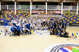 Medallistas de la categoría masculina. Clausura del Campeonato Europeo Universitario de Balonmano. Antequera. Julio de 2017