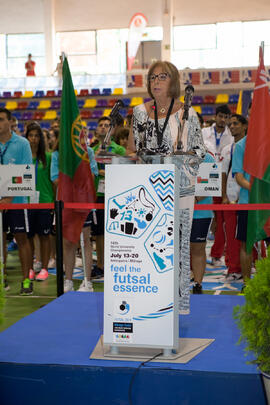 Adelaida de la Calle. Inauguración del 14º Campeonato del Mundo Universitario de Fútbol Sala 2014 (FUTSAL). Antequera. Julio de 2014