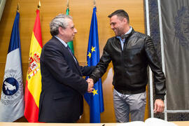 Toma de Posesión de Juan Manuel Domínguez Fuentes como nuevo profesor titular del Departamento de Psicología Social, Trabajo Social, Antropología Social y Estudios de Asia Oriental de la Universidad de Málaga. Edificio del Rectorado. Febrero de 2018