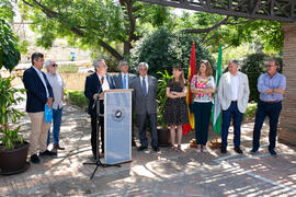 Intervención de José Ángel Narváez. Inauguración de la glorieta Botánicos de la UMA. Jardín Botánico de la Universidad de Málaga. Junio de 2018