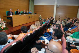Mesa presidencial en la investidura como Doctor "Honoris Causa" de Antonio Luque por la Facultad de Ciencias de la Universidad de Málaga. Edificio del Rectorado. Octubre de 2016