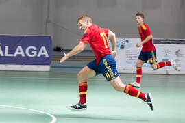 Partido España contra Portugal. 14º Campeonato del Mundo Universitario de Fútbol Sala 2014 (FUTSAL). Antequera. Julio de 2014