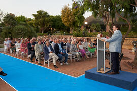 Intervención de Juan José Hinojosa. Homenaje al personal jubilado o que cumple 25 años de servicio en la Universidad de Málaga. Jardín Botánico. Junio de 2022