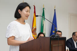 Alumna del CIE-UMA en su graduación el Día del Español. Centro Internacional de Español de la Universidad de Málaga. Junio de 2016