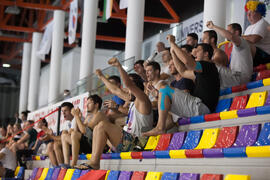 Vista de la grada. Partido Japón - Rumanía. Categoría femenina. Campeonato del Mundo Universitario de Balonmano. Antequera. Junio de 2016