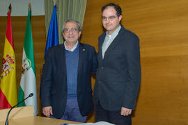 Toma de Posesión de Francisco Criado Aldeanueva como nuevo catedrático del Departamento de Física Aplicada II de la Universidad de Málaga. Edificio del Rectorado. Febrero de 2018