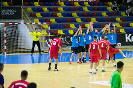Partido Universidad del Miño - Universidad de Split. Categoría masculina. Campeonato Europeo Universitario de Balonmano. Antequera. Julio de 2017