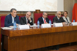 Mesa presidencial del acto conmemoración del 50 Aniversario de la Facultad de Económicas. Facultad de Ciencias Económicas y Empresariales. Octubre de 2015