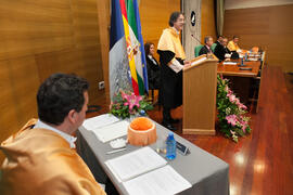 Enrique Navarro Jurado en la investidura como Doctor "Honoris Causa" de Manuel Molina Lozano por la Facultad de Turismo de la Universidad de Málaga. Rectorado. Abril 2016