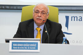 Pedro Gerardo González. Primera sesión del X Pleno del Consejo Universitario Iberoamericano (CUIB) en la Universidad de Málaga. Rectorado. Marzo de 2012