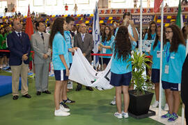 Izado de la bandera de la FISU. Inauguración del 14º Campeonato del Mundo Universitario de Fútbol Sala 2014 (FUTSAL). Antequera. Julio de 2014
