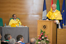 Edmund Neugebauer en su investidura como Doctor "Honoris Causa" por la Facultad de Medicina de la Universidad de Málaga. Edificio del Rectorado. Noviembre de 2016