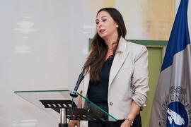 Beatriz Rodríguez Díaz. Presentación del Retrato de Honor de D. Eugenio José Luque Domínguez. Facultad de Ciencias Económicas y Empresariales. Junio de 2025