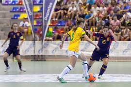 Partido Brasil contra España. 14º Campeonato del Mundo Universitario de Fútbol Sala 2014 (FUTSAL). Antequera. Julio de 2014