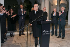 Eugenio Chicano inaugura su exposición "Aguatintas por Seguiriyas". Palacio Episcopal de Málaga. Enero de 2019