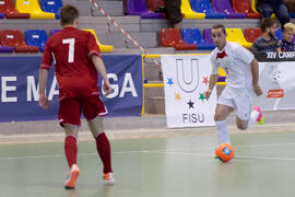 Partido Irán contra Bielorrusia. 14º Campeonato del Mundo Universitario de Fútbol Sala 2014 (FUTSAL). Antequera. Julio de 2014