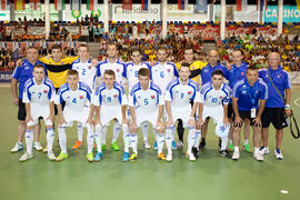 Jugadores de Eslovaquia. Partido España contra Eslovaquia. 14º Campeonato del Mundo Universitario de Fútbol Sala 2014 (FUTSAL). Antequera. Julio de 2014