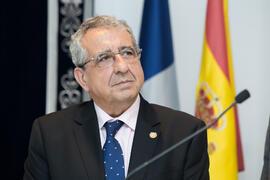 José Ángel Narváez durante la rueda de prensa de Pedro Duque. Edificio del Rectorado. Junio de 2018
