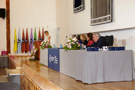 Intervención de Rosario Machuca. Homenaje al personal que cumple 25 años al servicio de la Universidad de Málaga y al personal jubilado. Paraninfo. Julio de 2013