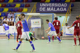 Partido Brasil contra Bielorrusia. 14º Campeonato del Mundo Universitario de Fútbol Sala 2014 (FUTSAL). Antequera. Julio de 2014