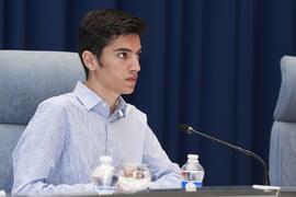 Moderador del debate electoral entre los candidatos a Rector de la Universidad de Málaga. Escuela Técnica Superior de Ingeniería Informática y Telecomunicaciones. Noviembre de 2023