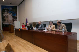 Mesa presidencial momentos previos a la graduación de Alumnos de Másters de la Facultad de Ciencias Económicas y Empresariales de la Universidad de Málaga. Paraninfo. Mayo de 2017