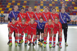 Jugadoras de Rusia. Partido Brasil contra Rusia. 14º Campeonato del Mundo Universitario de Fútbol Sala 2014 (FUTSAL). Antequera. Julio de 2014