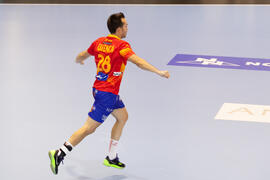 Partido Rumanía - España. Categoría masculina. Campeonato del Mundo Universitario de Balonmano. Antequera. Julio de 2016