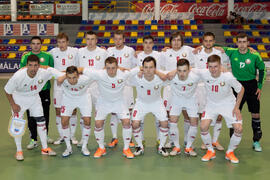 Jugadores de Bielorrusia. Partido Rusia contra Bielorrusia. 14º Campeonato del Mundo Universitario de Fútbol Sala 2014 (FUTSAL). Antequera. Julio de 2014