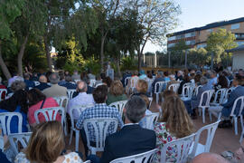 Intervención de Miguel Porras. Homenaje al personal jubilado o que cumple 25 años de servicio en la Universidad de Málaga. Jardín Botánico. Junio de 2019