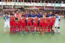 Jugadores de Tailandia. Partido Tailandia contra España. 14º Campeonato del Mundo Universitario de Fútbol Sala 2014 (FUTSAL). Antequera. Julio de 2014